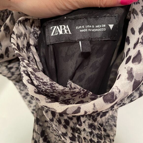 ZARA Sleeveless Cowl Neck Snakeskin Print Slip Maxi Dress Multicolor Small - Picture 12 of 15